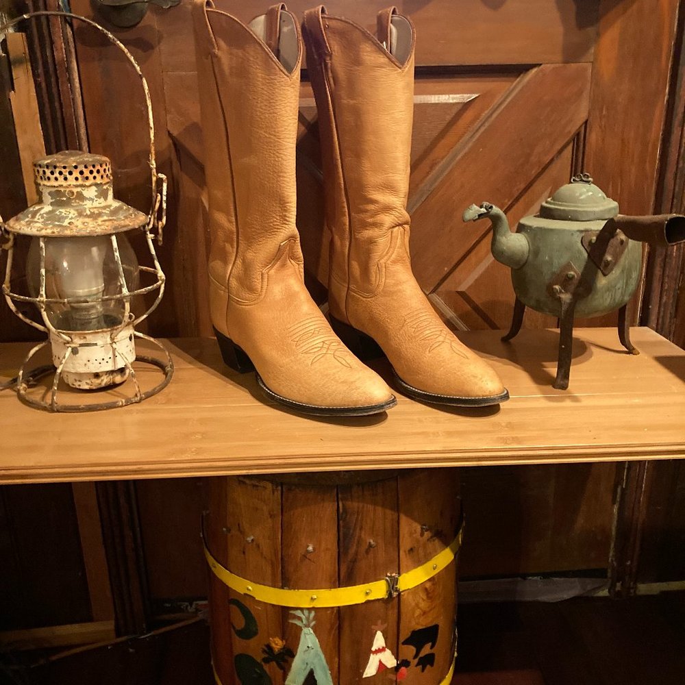 Hyer Leather Boots By Tony Lama Western Cowboy Roper Boots size 11